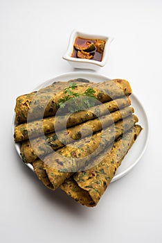 Palak paratha or Spinach flatbreadÂ is a Popular Indian breakfast menu